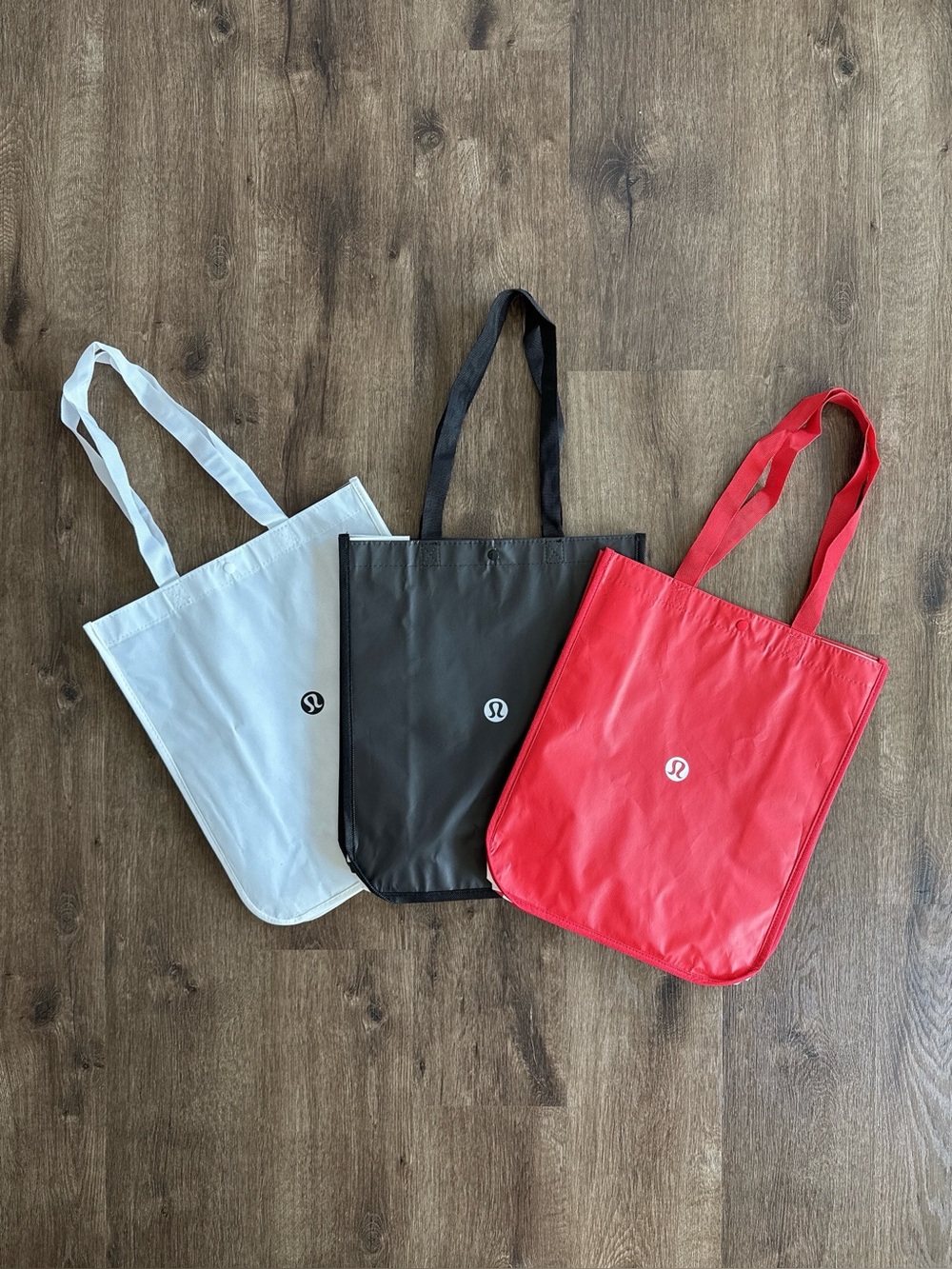 lululemon Tote Bags Reusable Shoppers - Bundle of 3 - Black, White, Red - Large